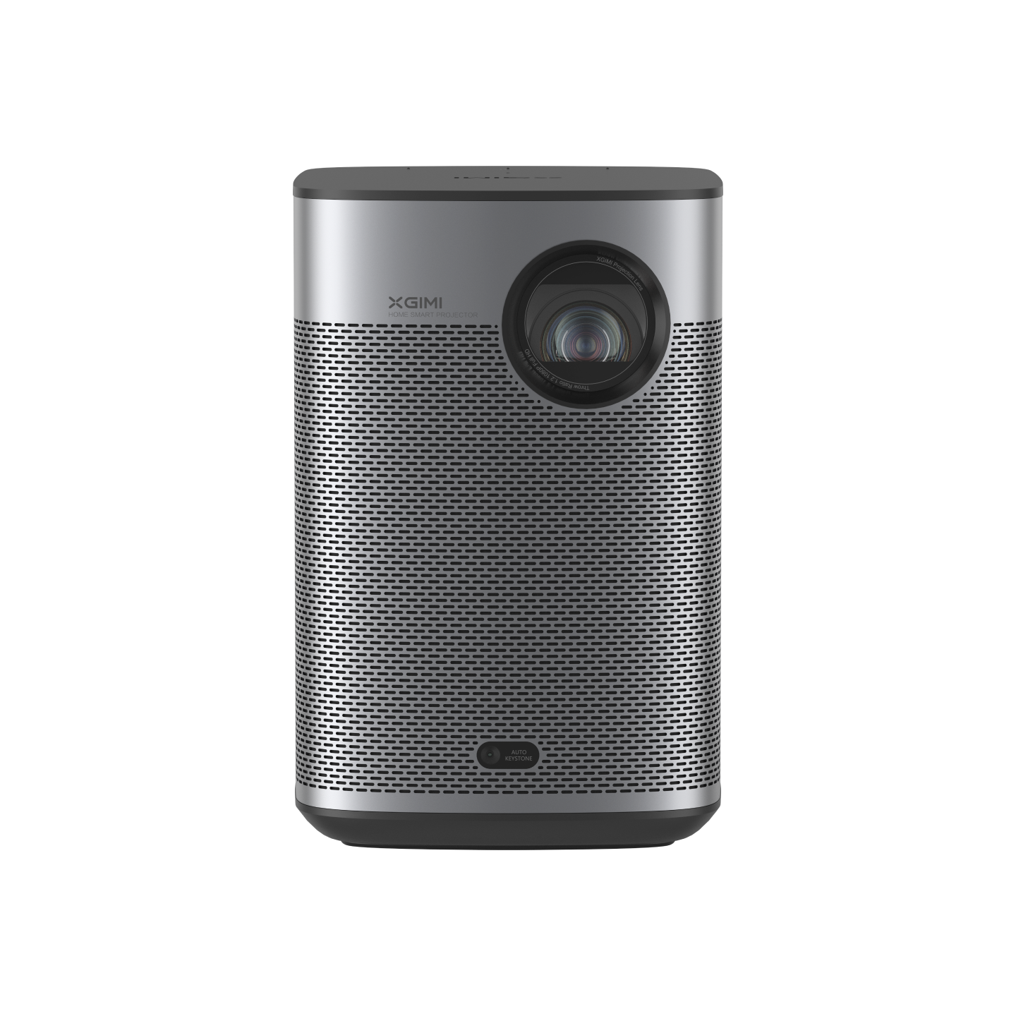 XGIMI Halo+ (New)の正面写真：内蔵式Harman Kardonスピーカーが2つ搭載しているLED小型プロジェクターです。屋外での使用に最適です。